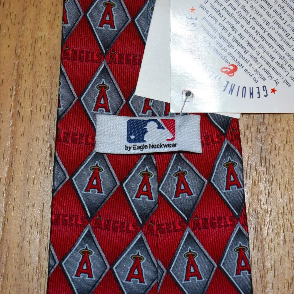 MLB Los Angeles Angels Necktie Mens OS Red NEW Silk Diamond Logo‎ Eagle Neckwear